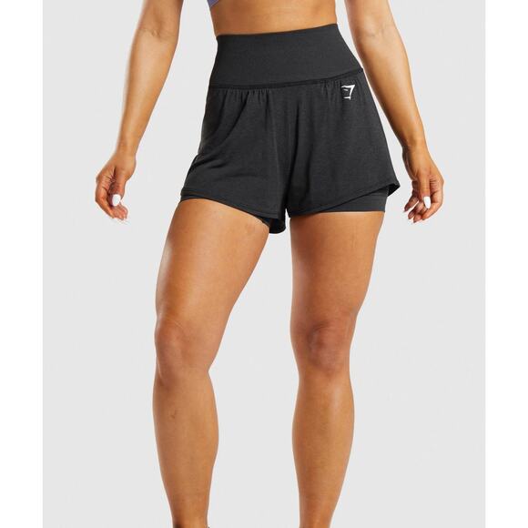 Gymshark Vital Seamless 2.0 2 In 1 Shorts Womens XS Black Marl New Activewear - Picture 1 of 9